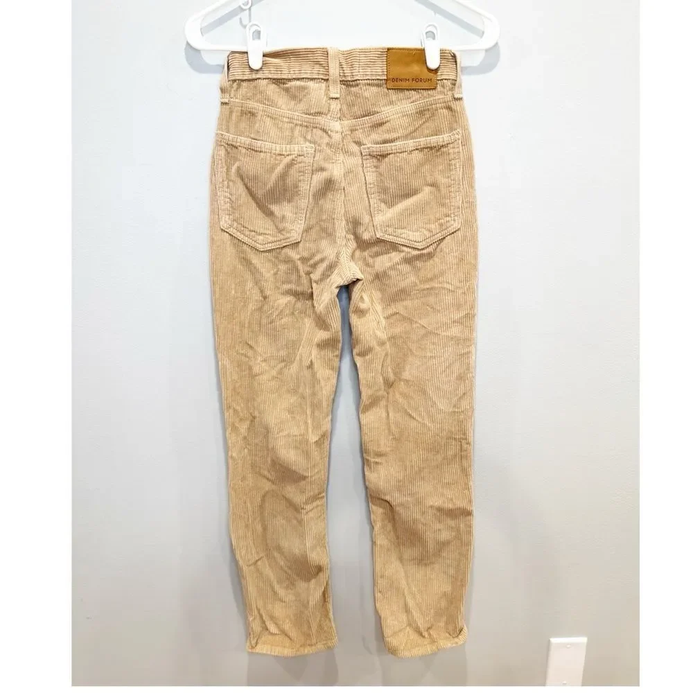 Denim forum the arlo high rise straight corduroy tan